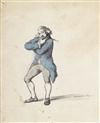 GEORGE DANCE THE YOUNGER (London 1741-1825 London) Group of 7 drawings, including 3 watercolors and 4 pencil drawings.
